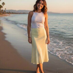 Forever 21 Green & white gingham print skirt women's SizezSmall